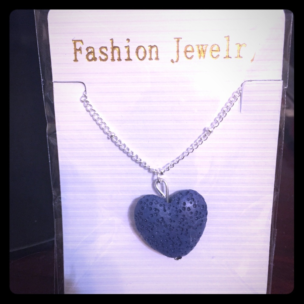 Lava stone essential oil diffuser heart necklace